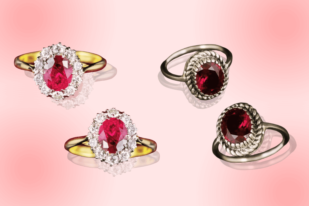 Victorian Style Ruby Toi et Moi Flower Ring – Stacey Fay Designs