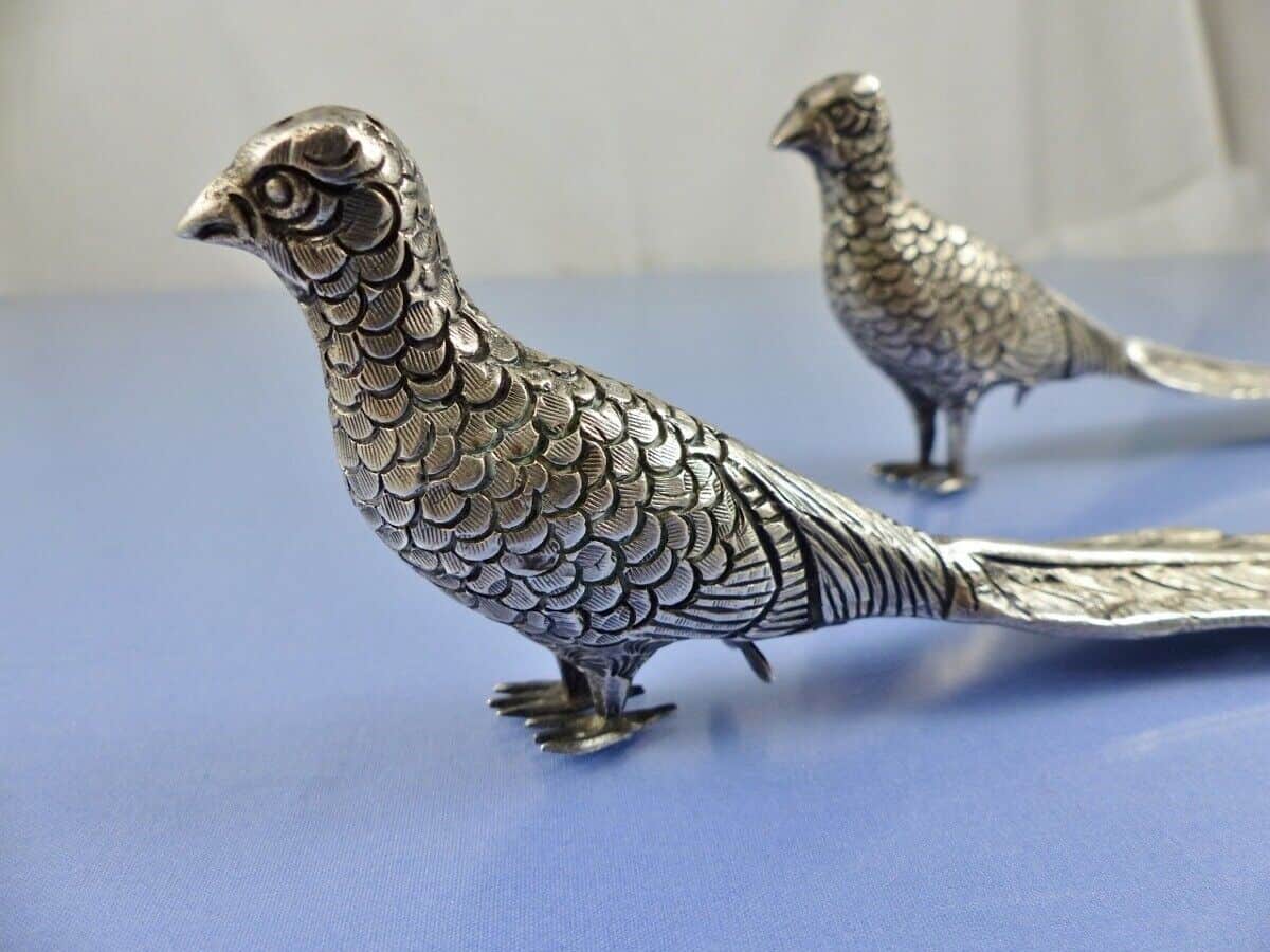 Sanborns Sterling Silver Pheasant Salt and Pepper Shakers