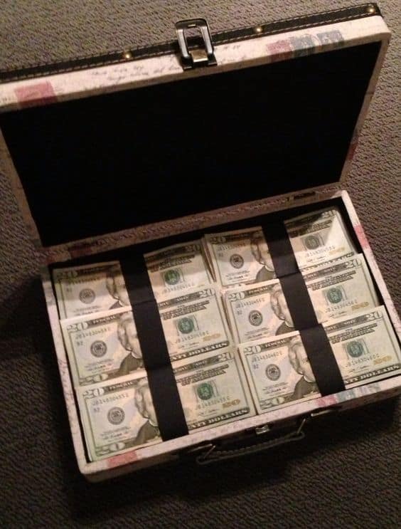 $20 bills in briefcase