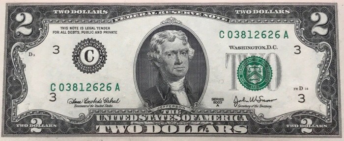 2003 $2 bill series A