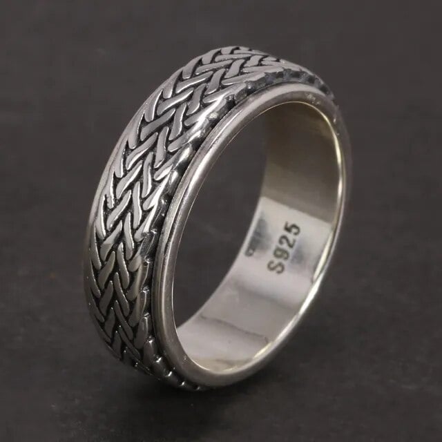 Yin Yang Dragon Sterling Silver Mens Ring, Meditation Ring (D)