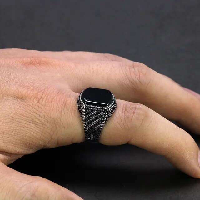 Custom Text Ring|custom Engraved Stainless Steel Wedding Band 6mm - Unisex Black  Ring