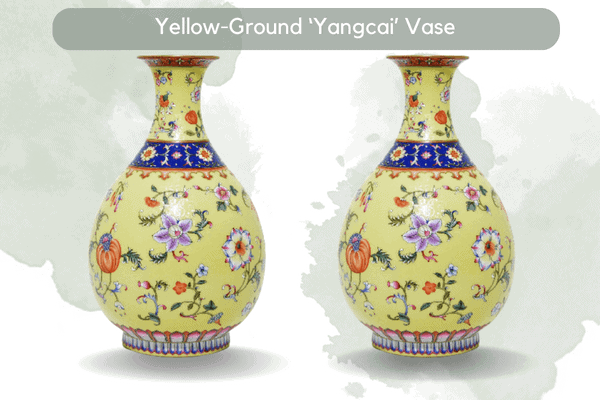 Most Valuable Fine China - Yellow-Ground ‘Yangcai’ Vase